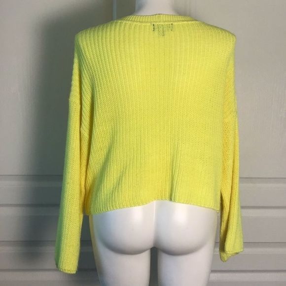 A.N.A BRIGHT YELLOW PERFORATED KNIT SWEATER - Picture 4 of 8